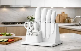 kitchen knife set ceramic white