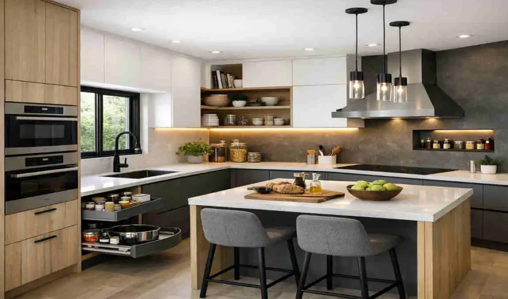 u shape modular kitchen design