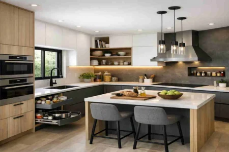 u shape modular kitchen design