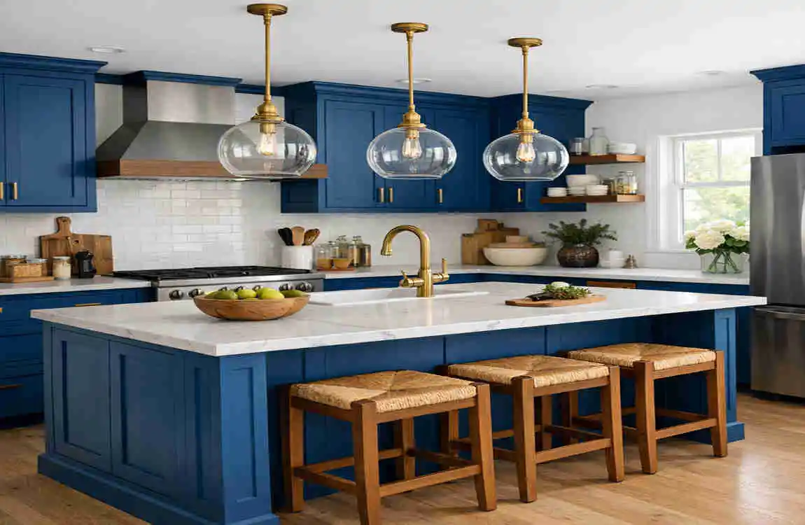 are blue kitchen cabinets in style
