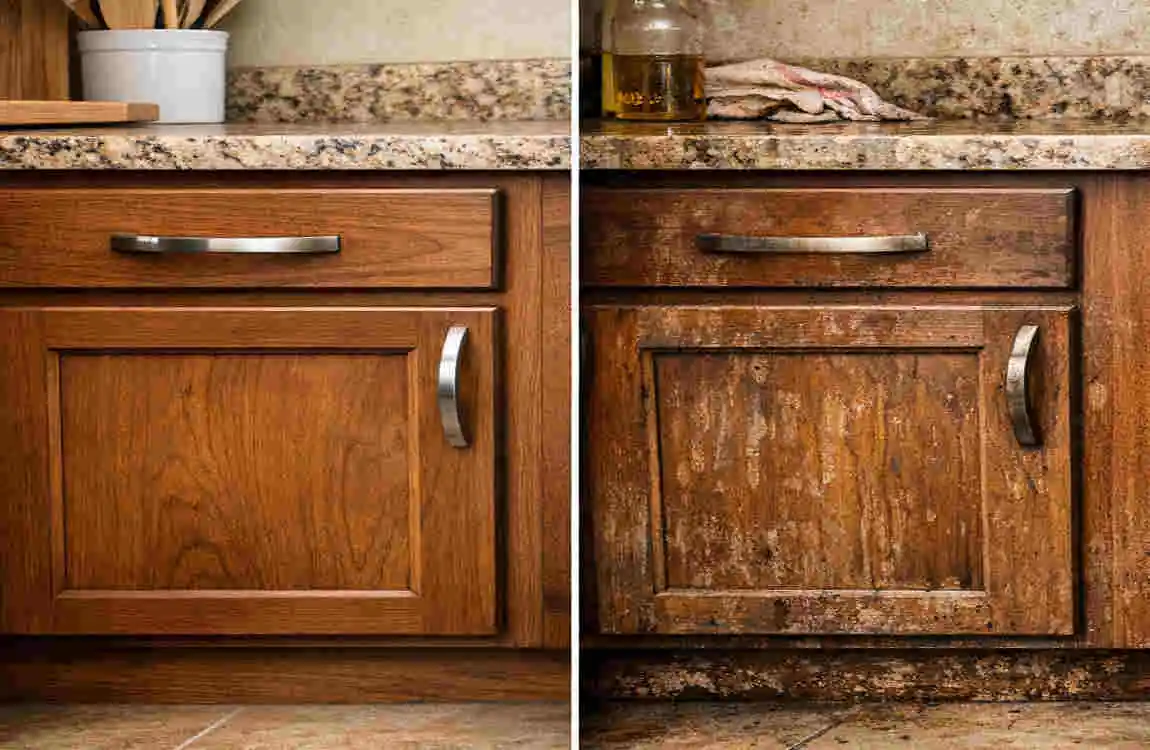 how to clean wooden kitchen cabinets