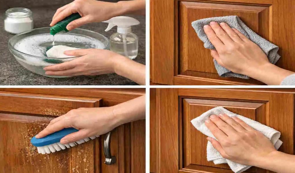 how to clean wooden kitchen cabinets