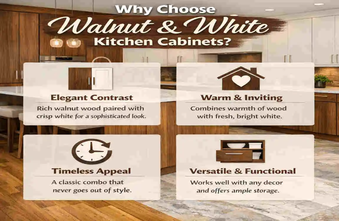 walnut and white kitchen cabinets
