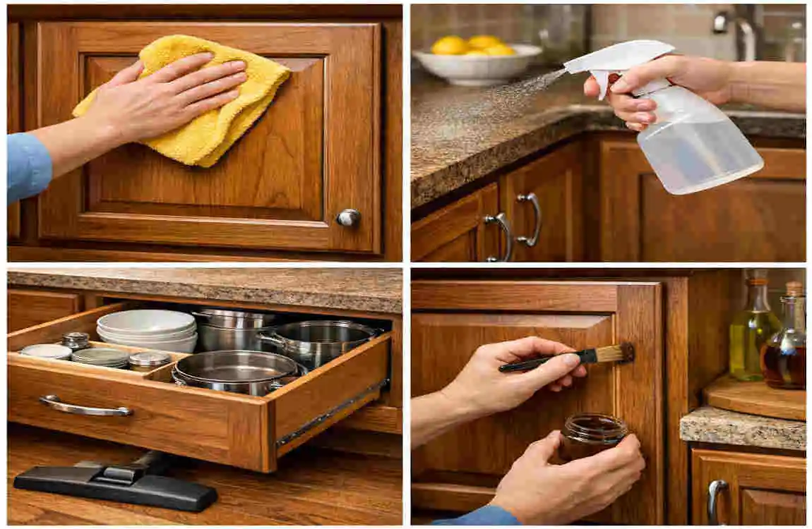 how to clean wooden kitchen cabinets
