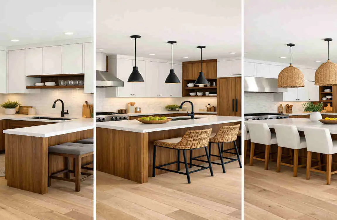 walnut and white kitchen cabinets