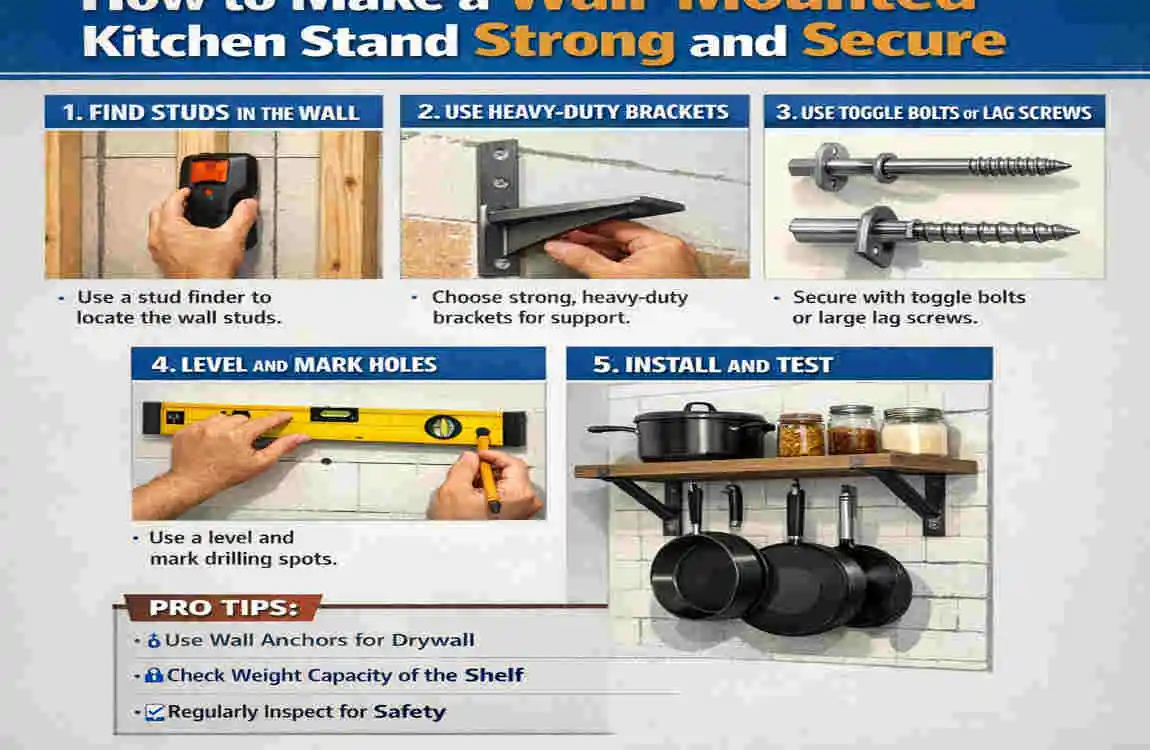 how to fix kitchen stand on wall