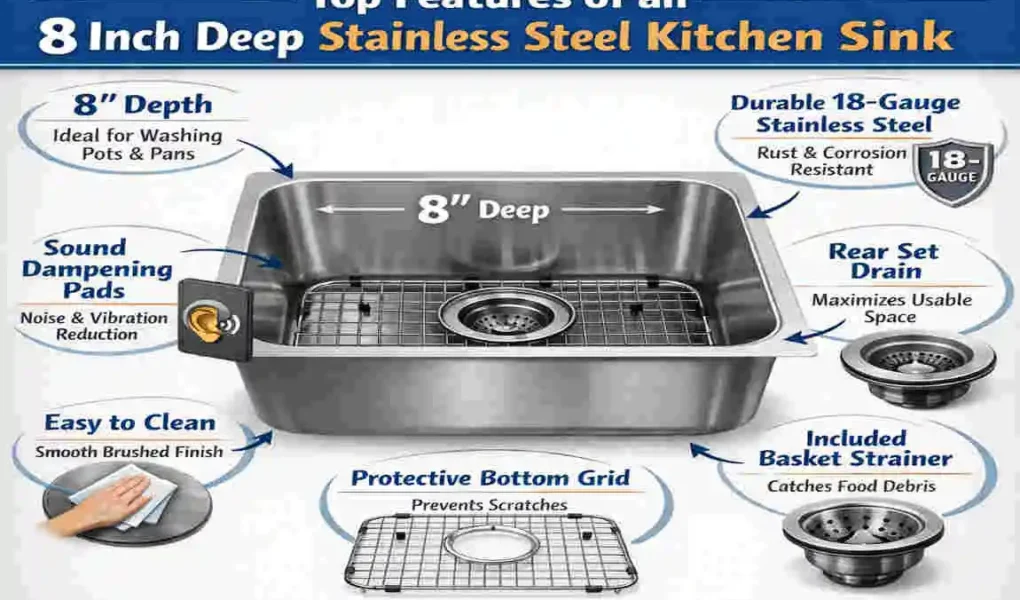 8 inch deep stainless steel kitchen sink
