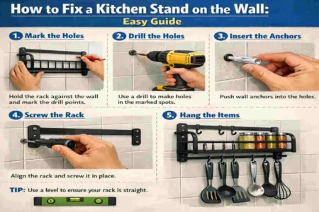 how to fix kitchen stand on wall