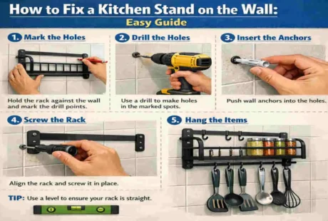 how to fix kitchen stand on wall
