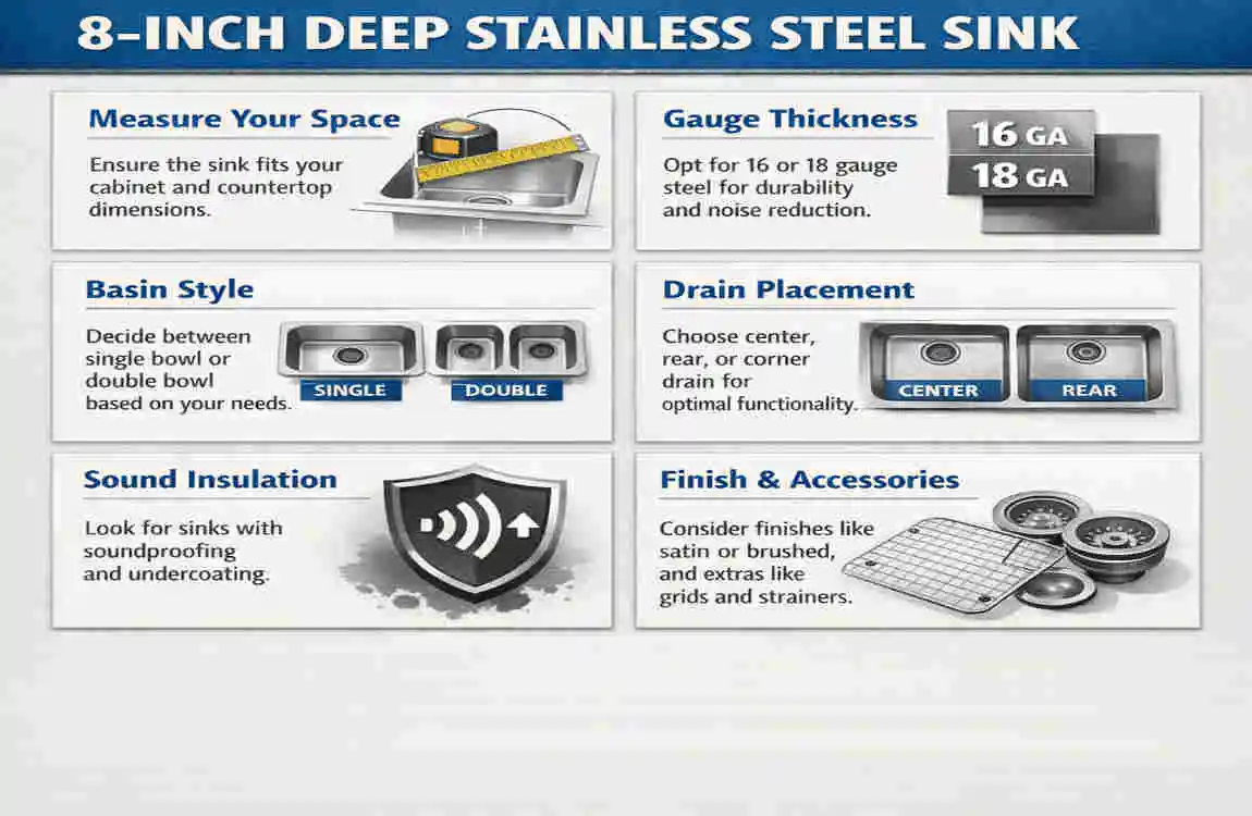 8 inch deep stainless steel kitchen sink