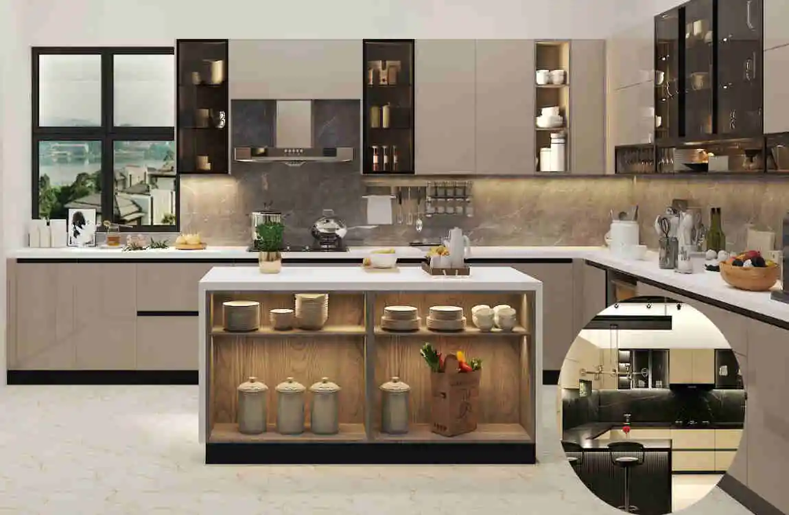 high cost semi modular kitchen design