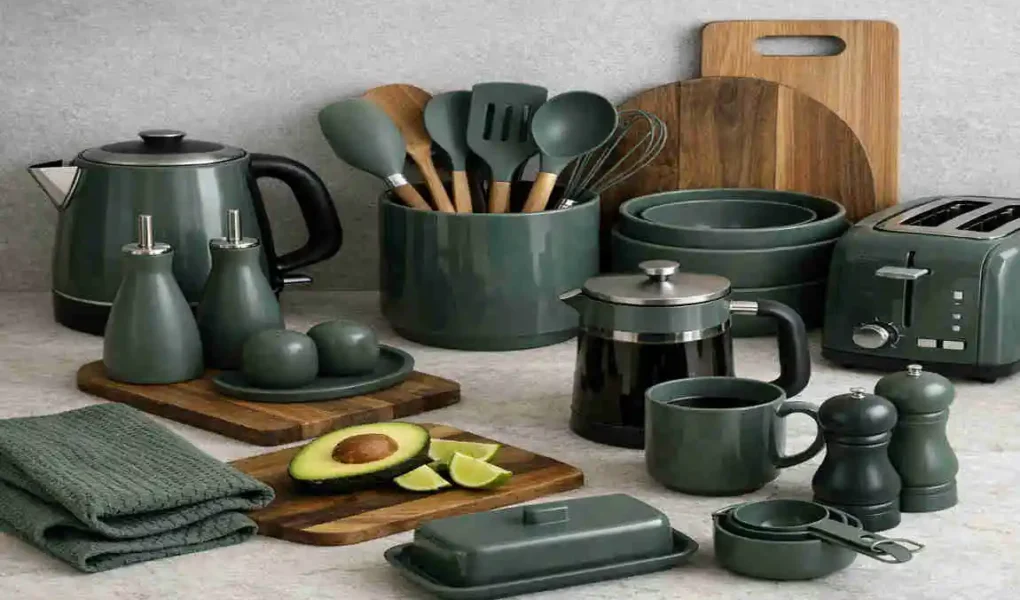 dark sage green kitchen accessories