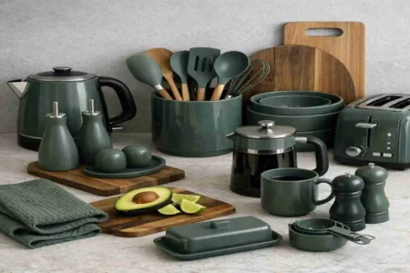 dark sage green kitchen accessories