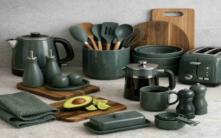 dark sage green kitchen accessories