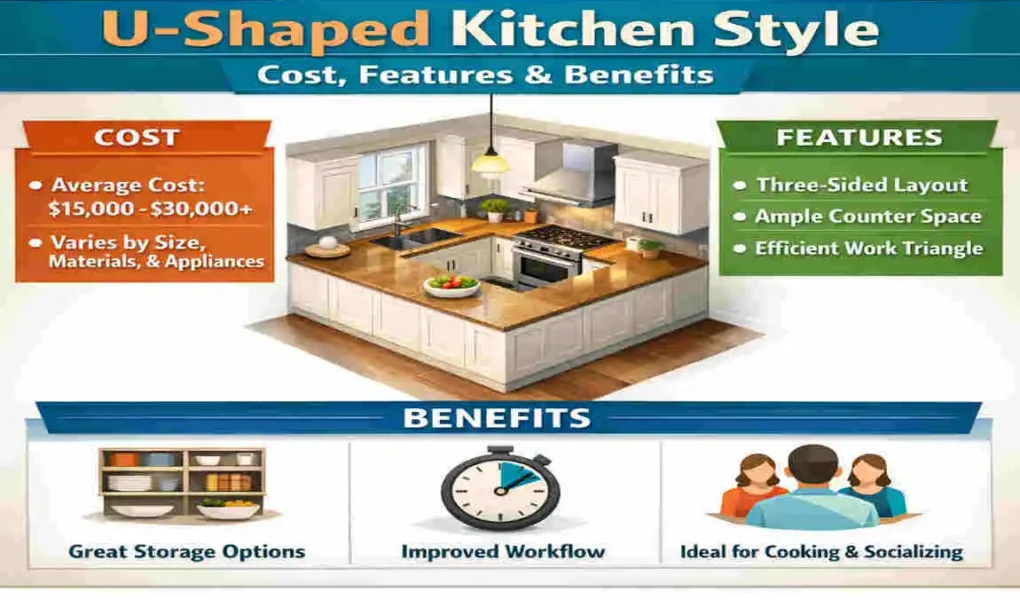 u shape modular kitchen style in cost
