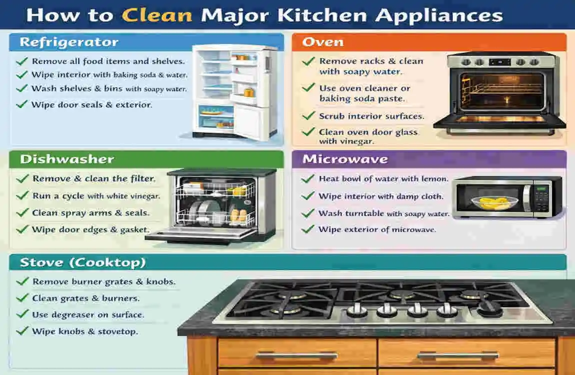 how to clean kitchen appliances