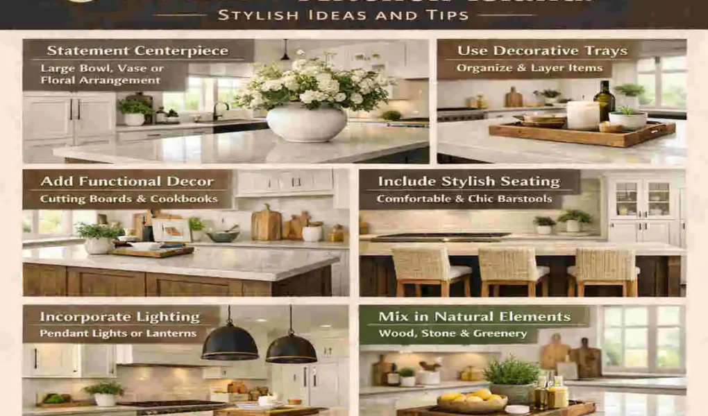 how to decorate an oversized kitchen island