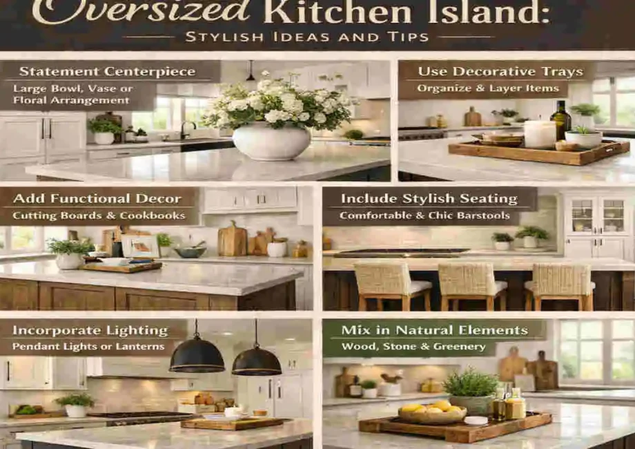 how to decorate an oversized kitchen island