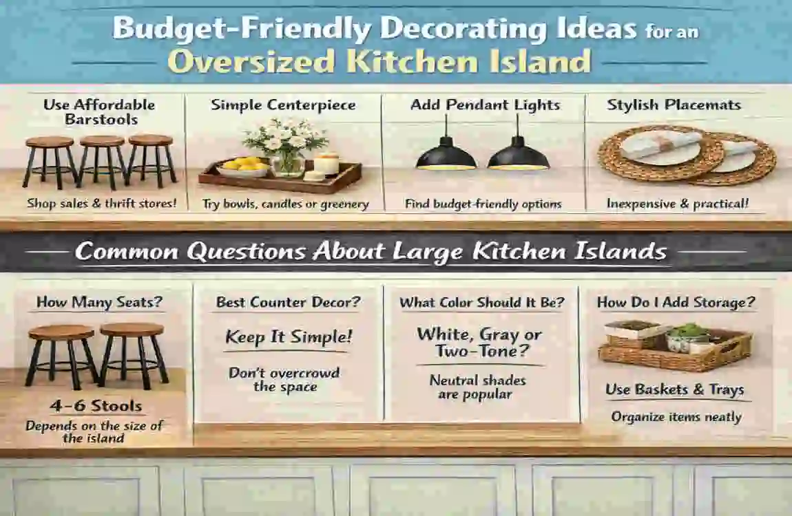 how to decorate an oversized kitchen island