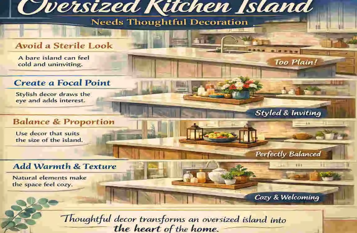 how to decorate an oversized kitchen island